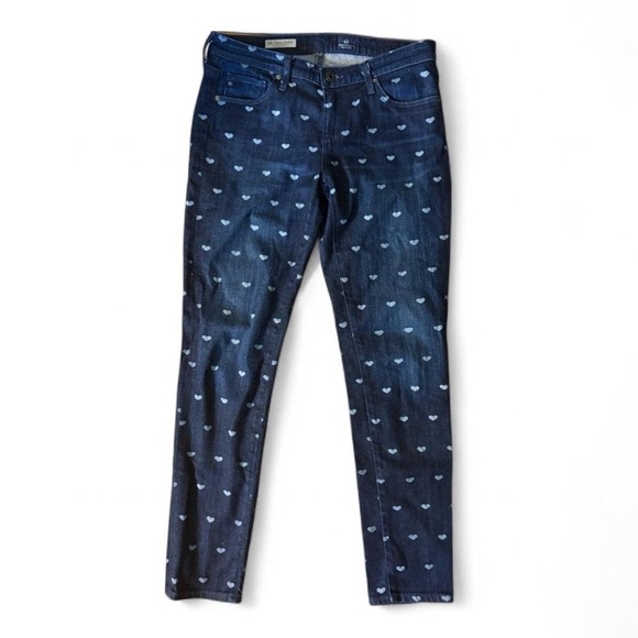 AG Adriano Goldschmied Stevie Ankle Heart Pattern Jeans Size 28 - Picture 2 of 6
